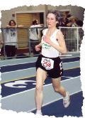 Patti Ford, winner of the W40 3000 (10:05:32), 199 USATF NMIC, Reggie Lewis Center. Photo by Jerry Wojcik, National Masters News
