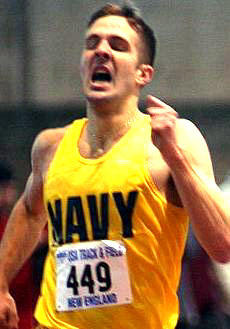 Aaron Lanzel (US Naval Academy) wins the mile in 4:03.29. Photo courtesy of G Bridgman.
