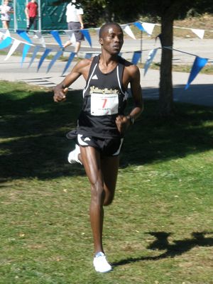 Glarius Rop (AIC) won his second straight New England Collegiate XC title. (Steve photo)