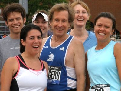 Bill Rogers celebrates National Running Day. Photo Courtesy B.A.A.